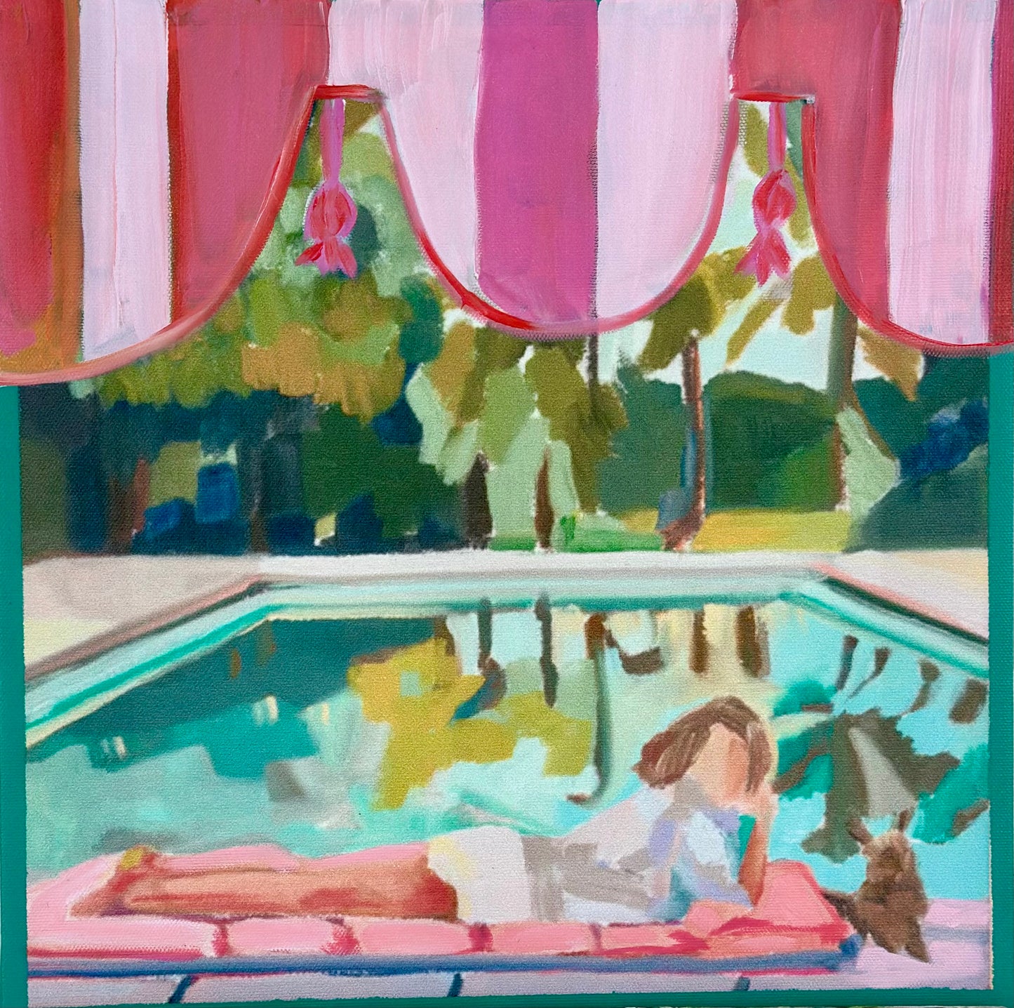 Palm Tree Girl & Her Magenta Canopy