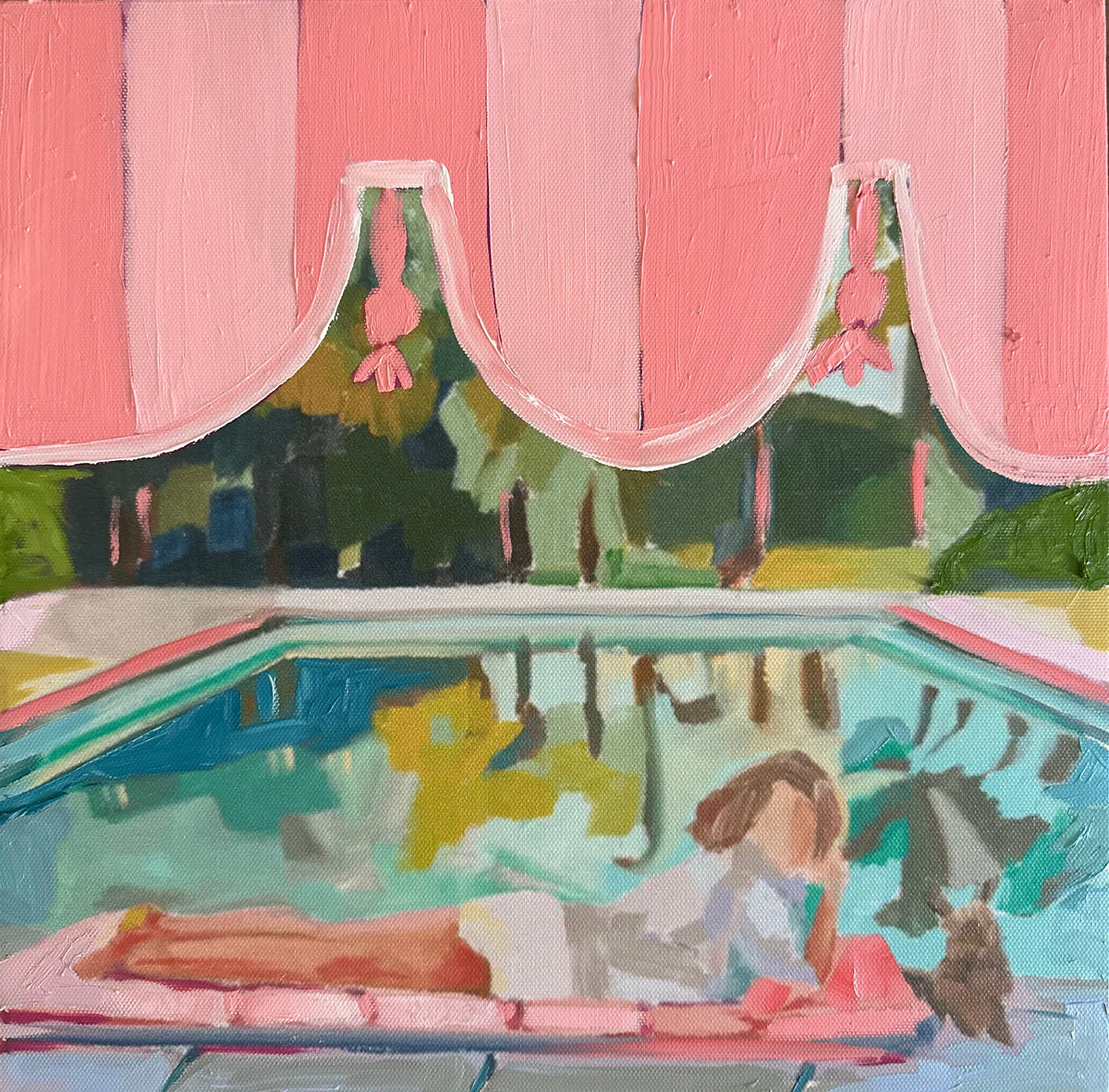 Pink & White Poolside Queen