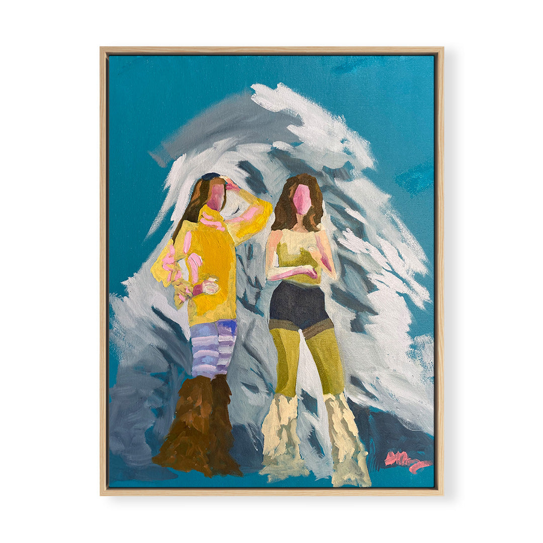 Girlfriends Skiing in the Alps Print