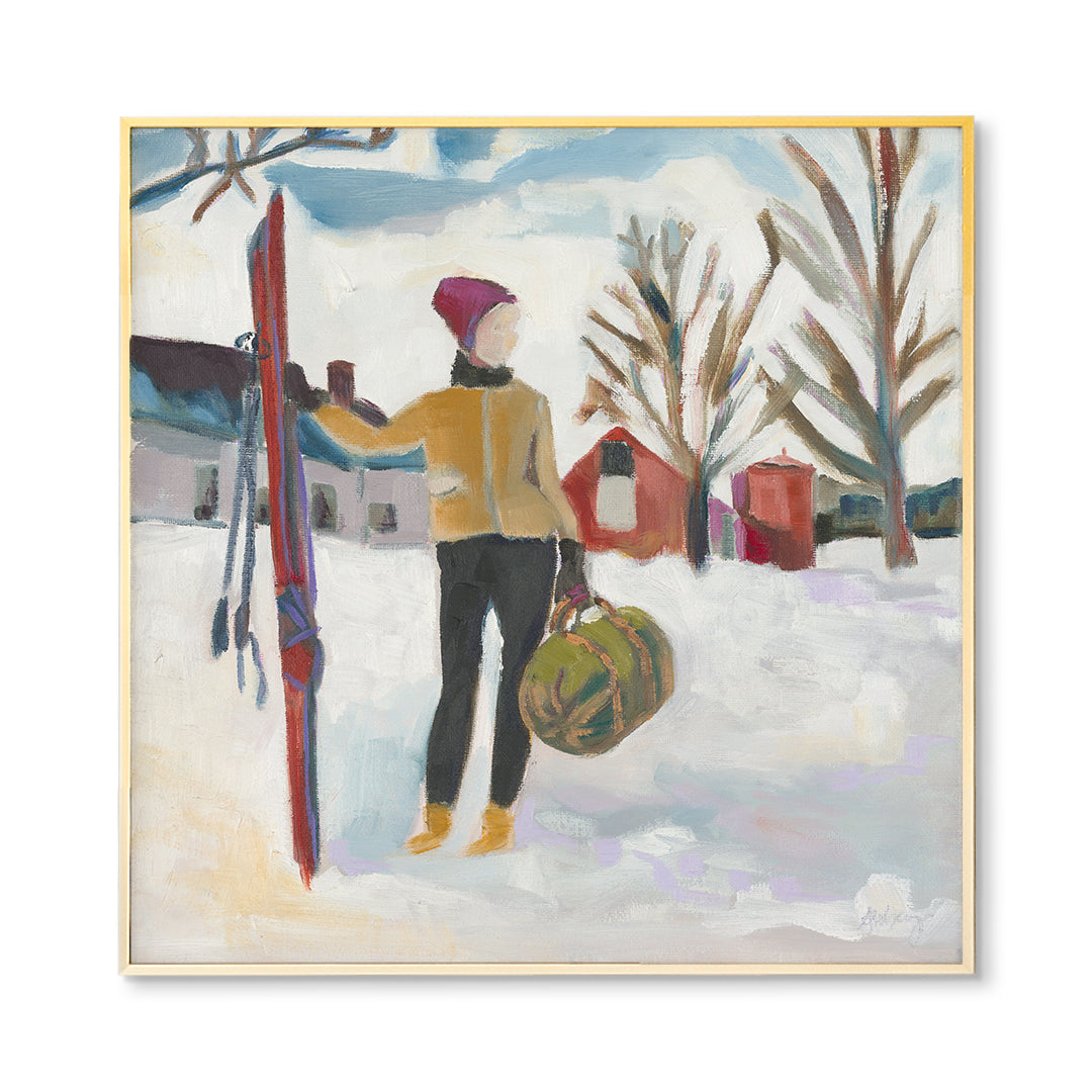 Lady with her Skis Print