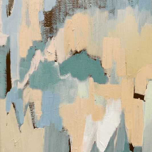 Pastel Blues Greens Grays & Peach Abstract Original